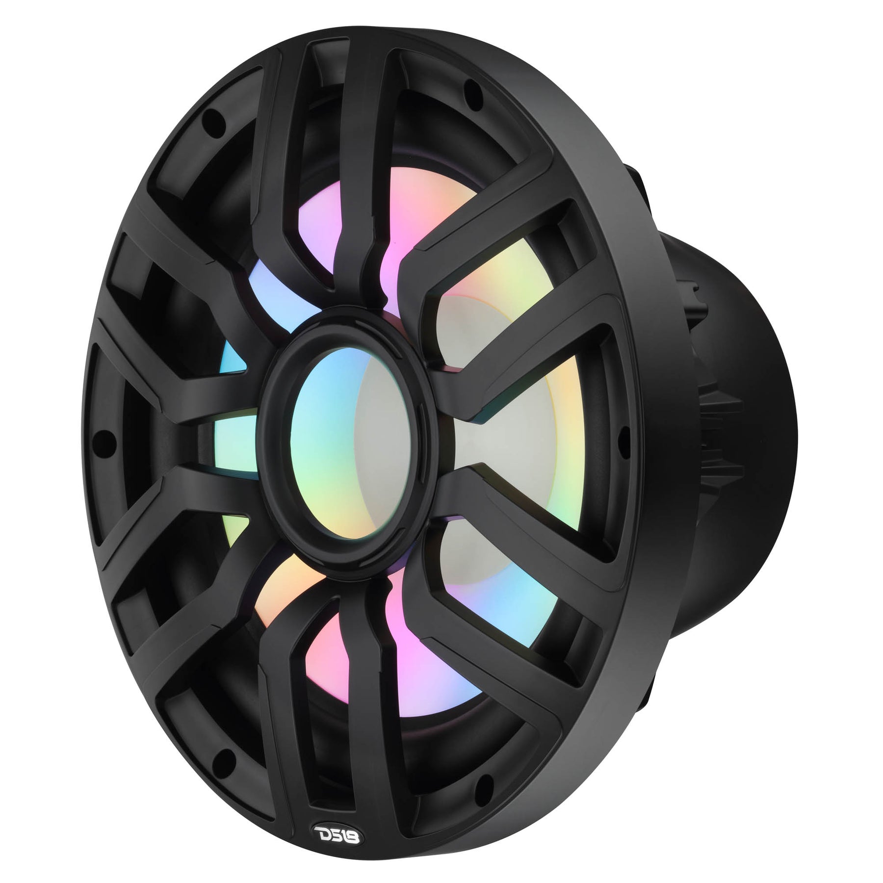 Subwoofer marino de 12" con motor de imán híbrido, rejilla extraíble y luces LED digitales - 600W RMS 4 ohmios