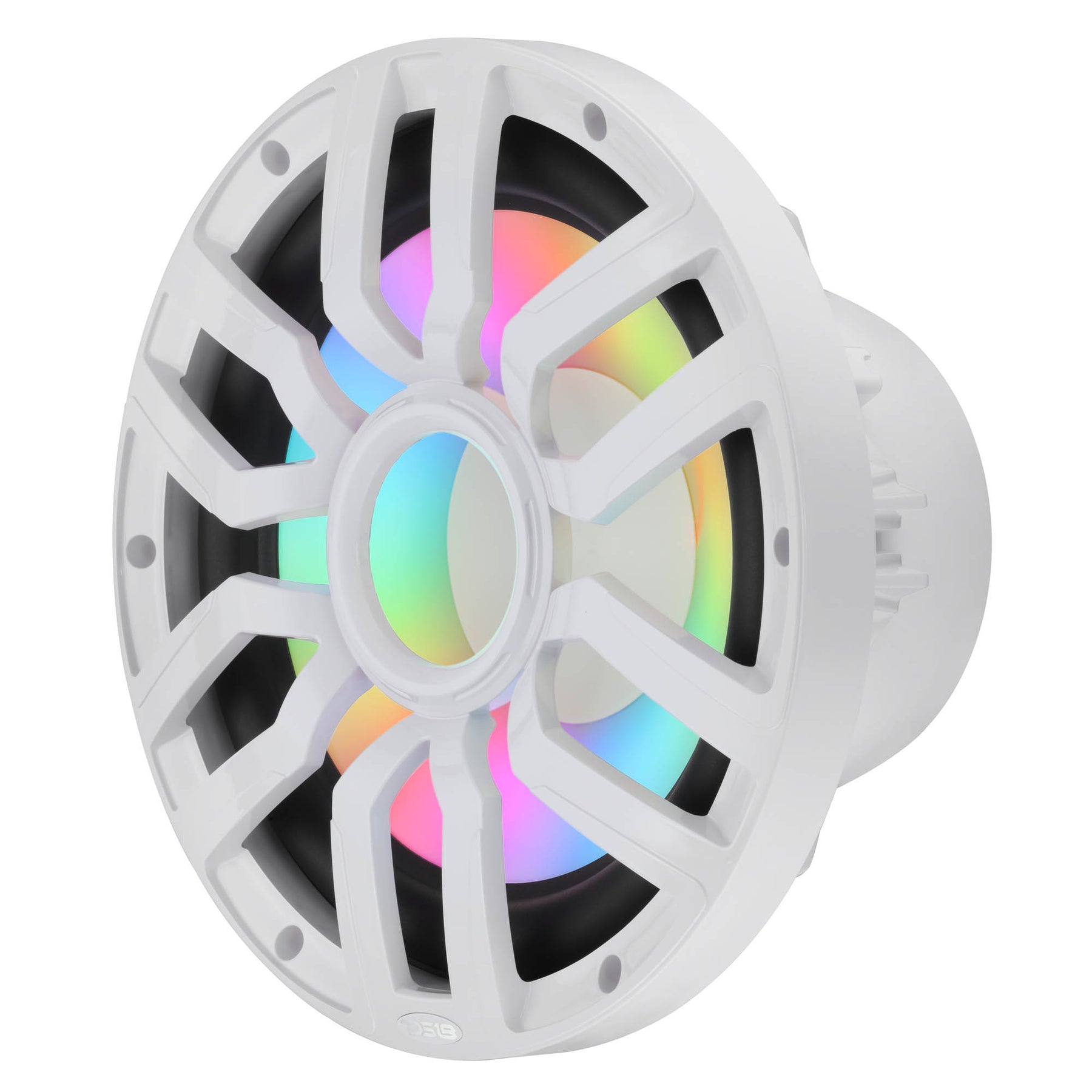 Subwoofer marino de 12" con motor de imán híbrido, rejilla extraíble y luces LED digitales - 600W RMS 4 ohmios