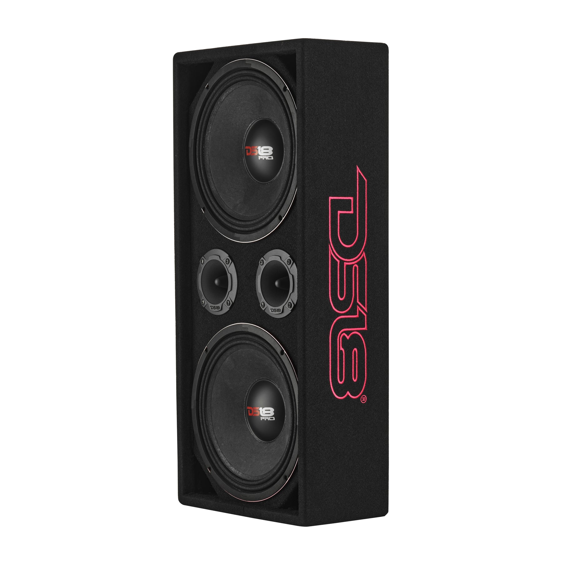 Loaded Voceteo Enclosure with Dual 10" Mids, Dual 3.78" Tweeters, Amplifier & Speakon Cable