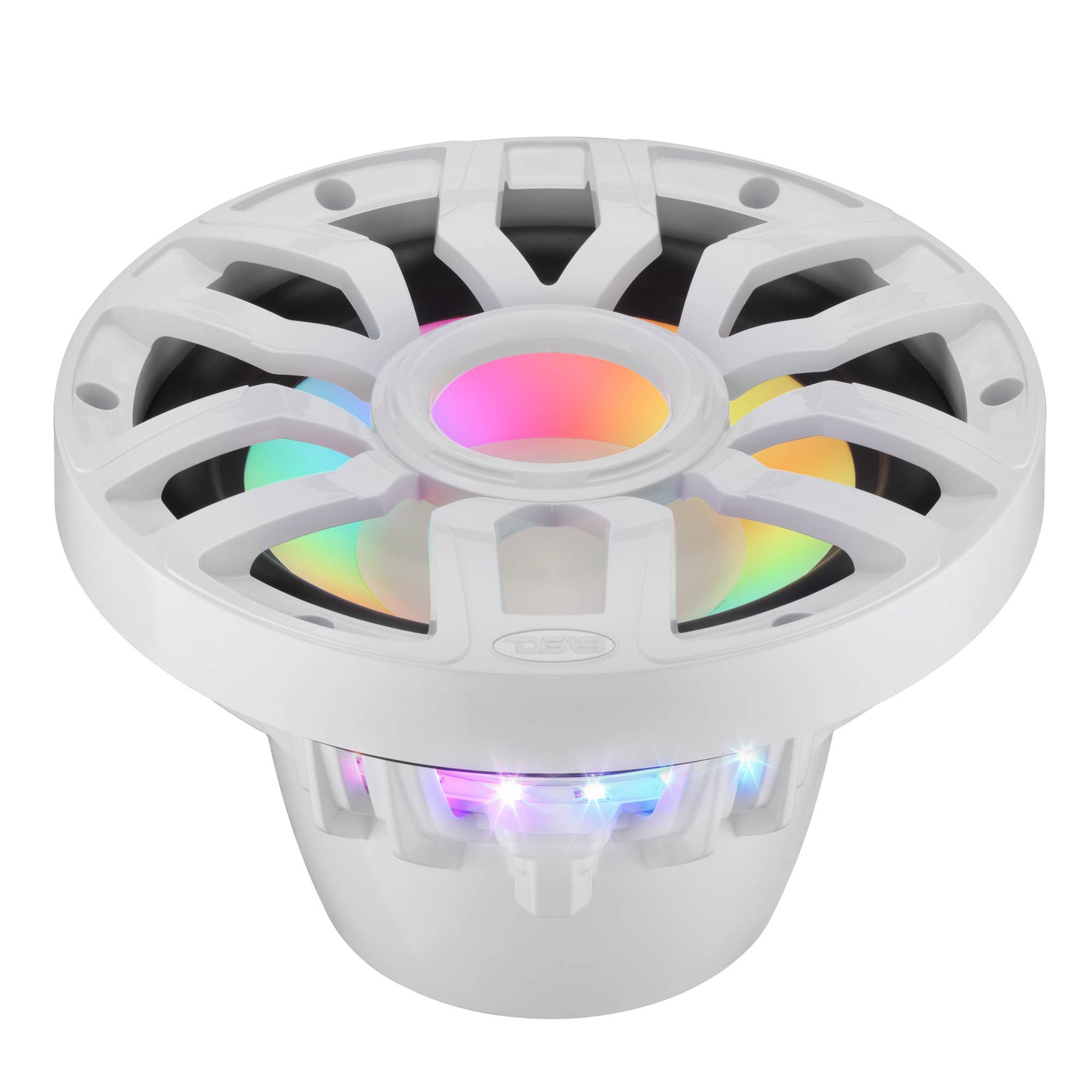 Subwoofer marino de 10" con motor de imán híbrido, rejilla extraíble y luces LED digitales - 500W RMS 4 ohmios