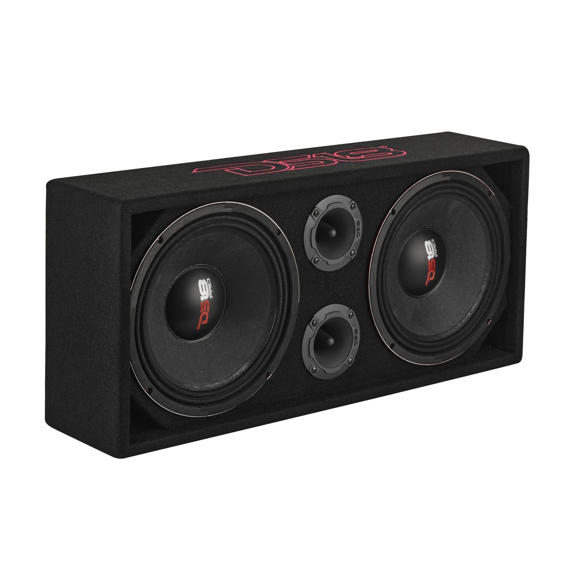 Loaded Voceteo Enclosure with Dual 10" Mids, Dual 3.78" Tweeters, Amplifier & Speakon Cable