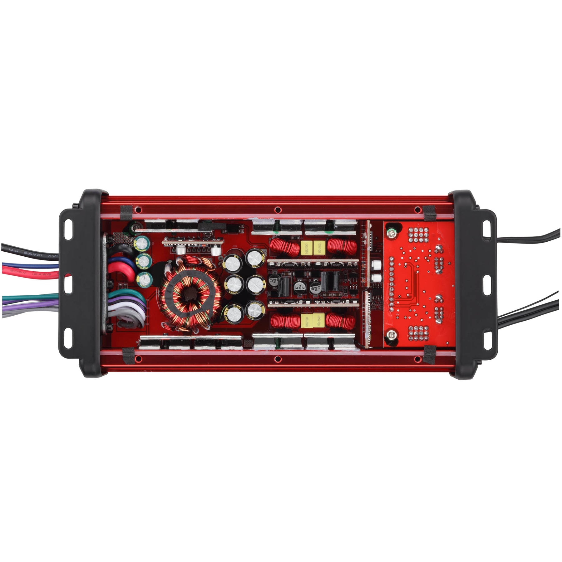 Amplificador NXL NANO de 4 canales, rango completo, clase D, IP67, para aplicaciones marinas y deportes de motor. 4 x 100 vatios RMS a 4 ohmios, 1800 vatios de potencia máxima. 