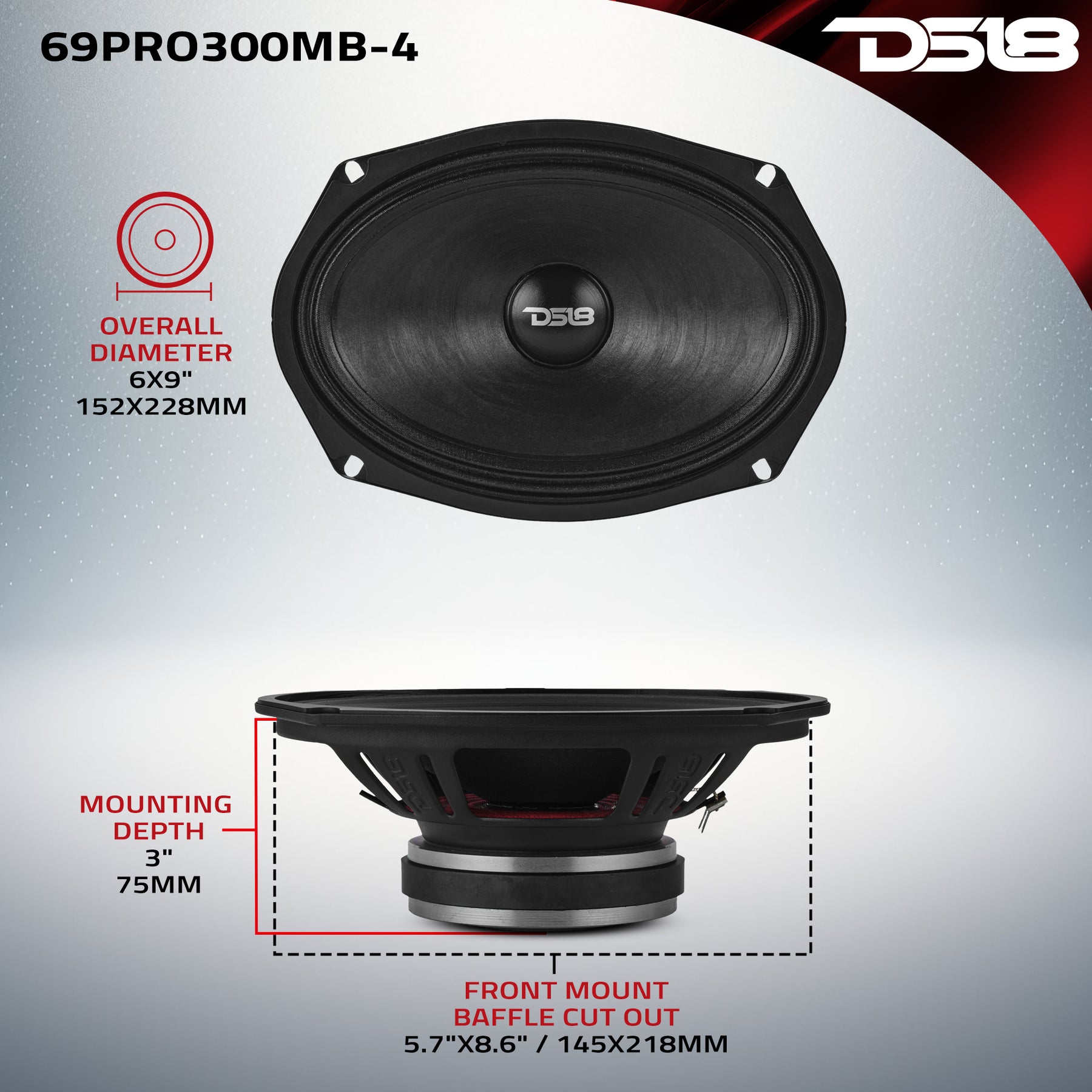 6x9” Water-Resistant Mid-Bass Loudspeaker | 150W RMS 4-Ohm