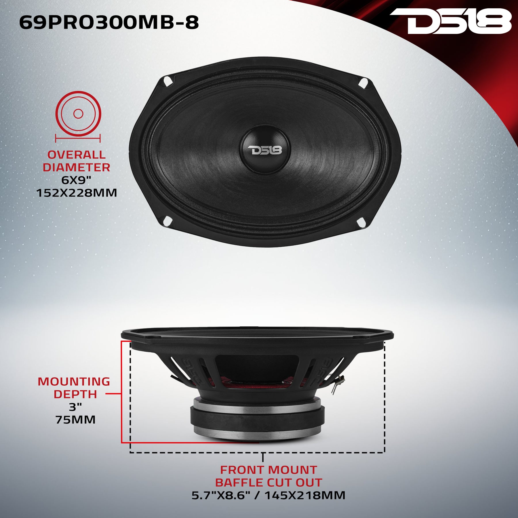 6x9” Water-Resistant Mid-Bass Loudspeaker | 150W RMS 8-Ohm