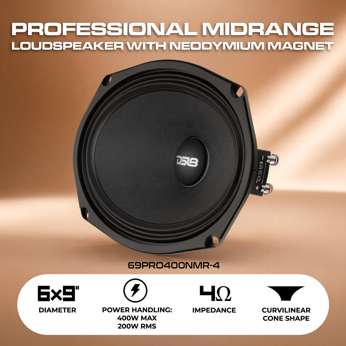 6x9” High-Sensitivity Professional Midrange Loudspeaker with Neodymium Magnet | 200W RMS 4-Ohm
