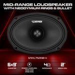 6x9" Midrange Loudspeaker with Neodymium Rings and Aluminum Bullet | 375 Watts RMS 4-Ohm