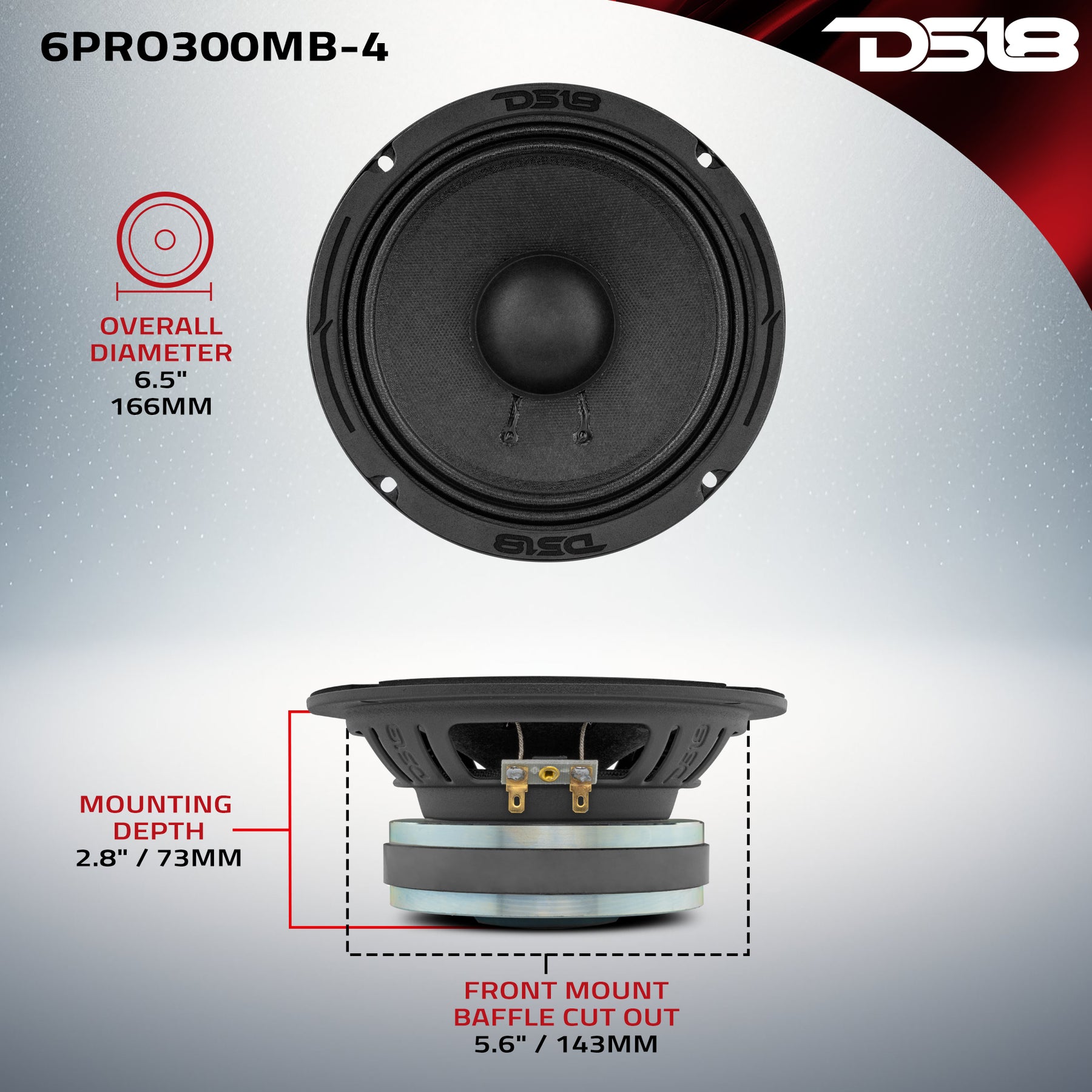 6.5" Mid-Bass Loudspeaker 150 Watts Rms 4-Ohm