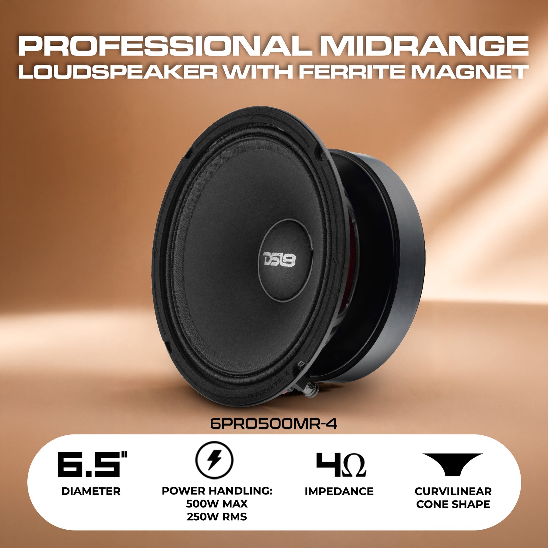 6.5” High-Sensitivity Midrange Loudspeaker with Ferrite Magnet | 250W RMS 4-Ohm
