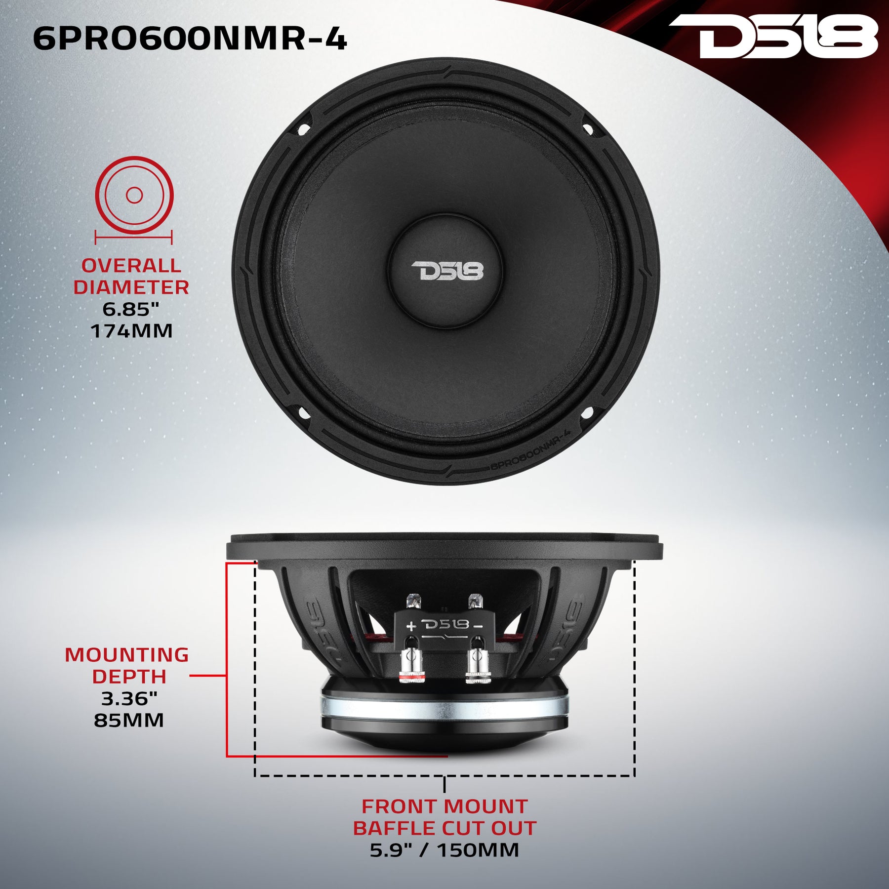 6.5” High-Sensitivity Professional Midrange Loudspeaker with Neodymium Magnet | 250W RMS 4-Ohm