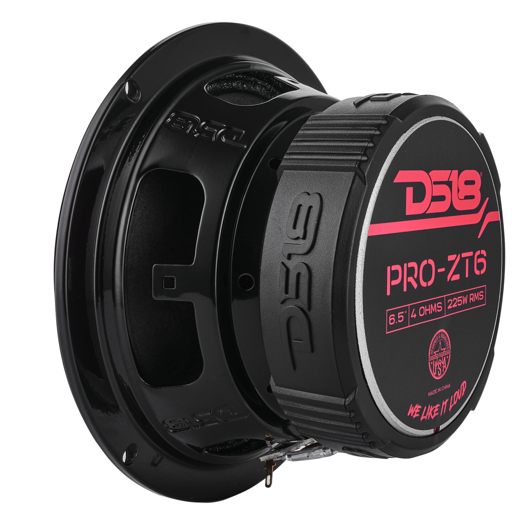 PRO-ZT 6.5" Coaxial Mid-Range Loudspeaker with Water-Resistant Cone Built-in Bullet Tweeter and Grill | 225W RMS 4-Ohm