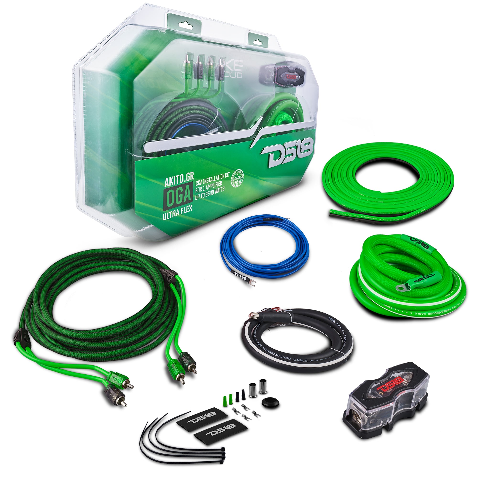 DS18 AKIT0.GR Premium 0-Gauge Amplifier Wiring Kit - 3500W RMS