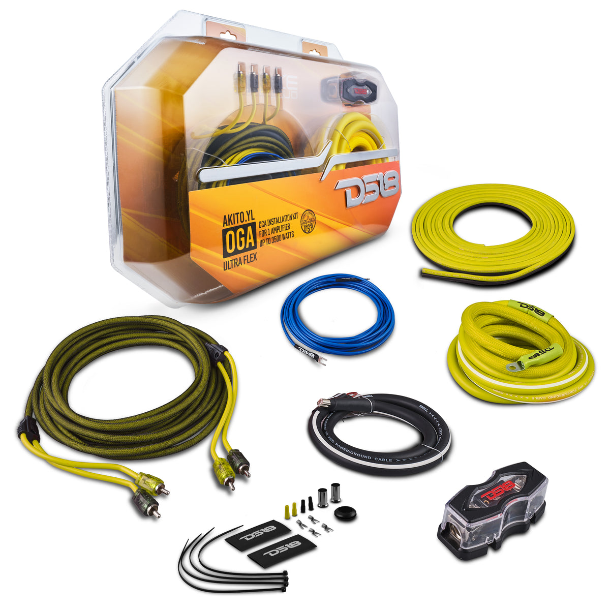 aki DS18 AKIT0.YL Premium 0-Gauge Amplifier Wiring Kit - 3500W RMS