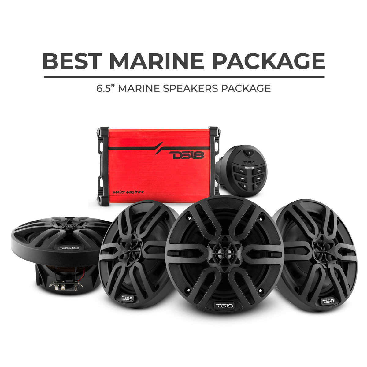 Best Marine Audio Package - 4 X 6.5" Speakers with Head Unit & 4 Channel Amplifier