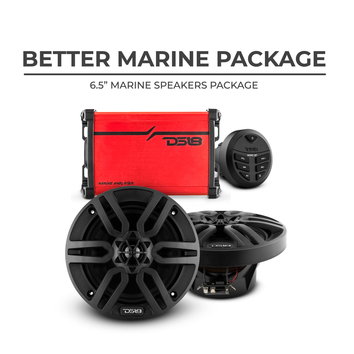 Better Marine Audio Package - 2 X 6.5" Speakers with Head Unit & 4 Channel Amplifier