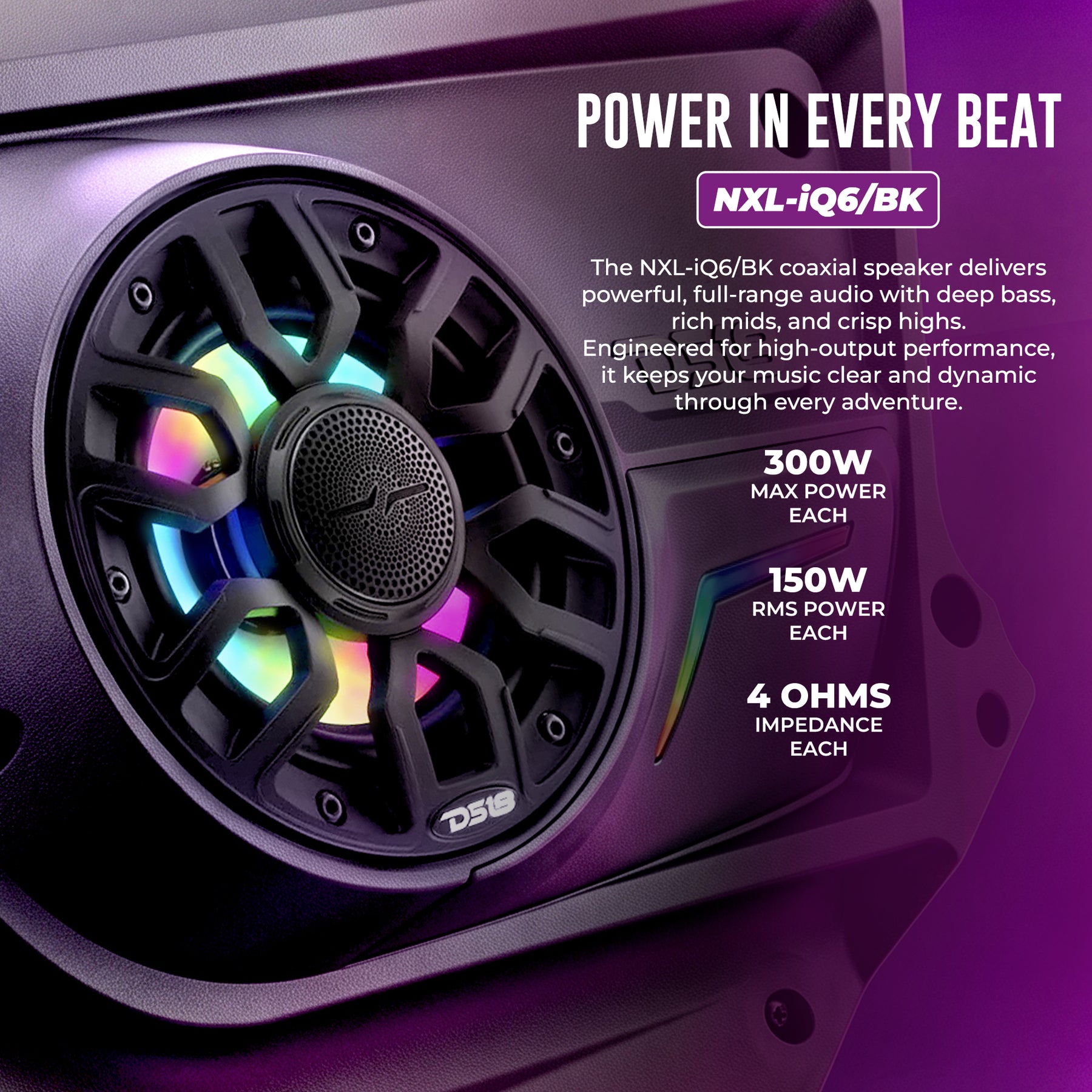 Paneles para altavoces de puerta trasera Can-Am Maverick X3 Max (2017 en adelante) equipados con altavoces marinos coaxiales de 2 vías NXL-IQ de 6.5" y distintivo LED digital