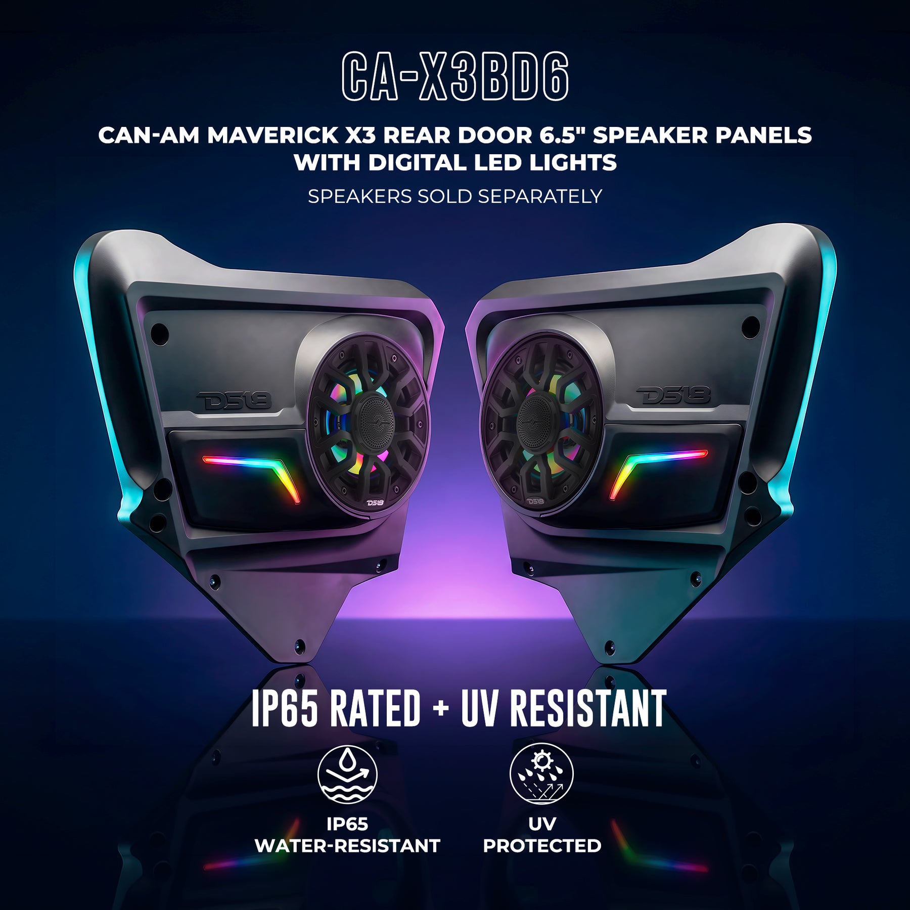 Can-Am Maverick X3 (2017 en adelante) Paneles de altavoces de puerta trasera con placa LED digital