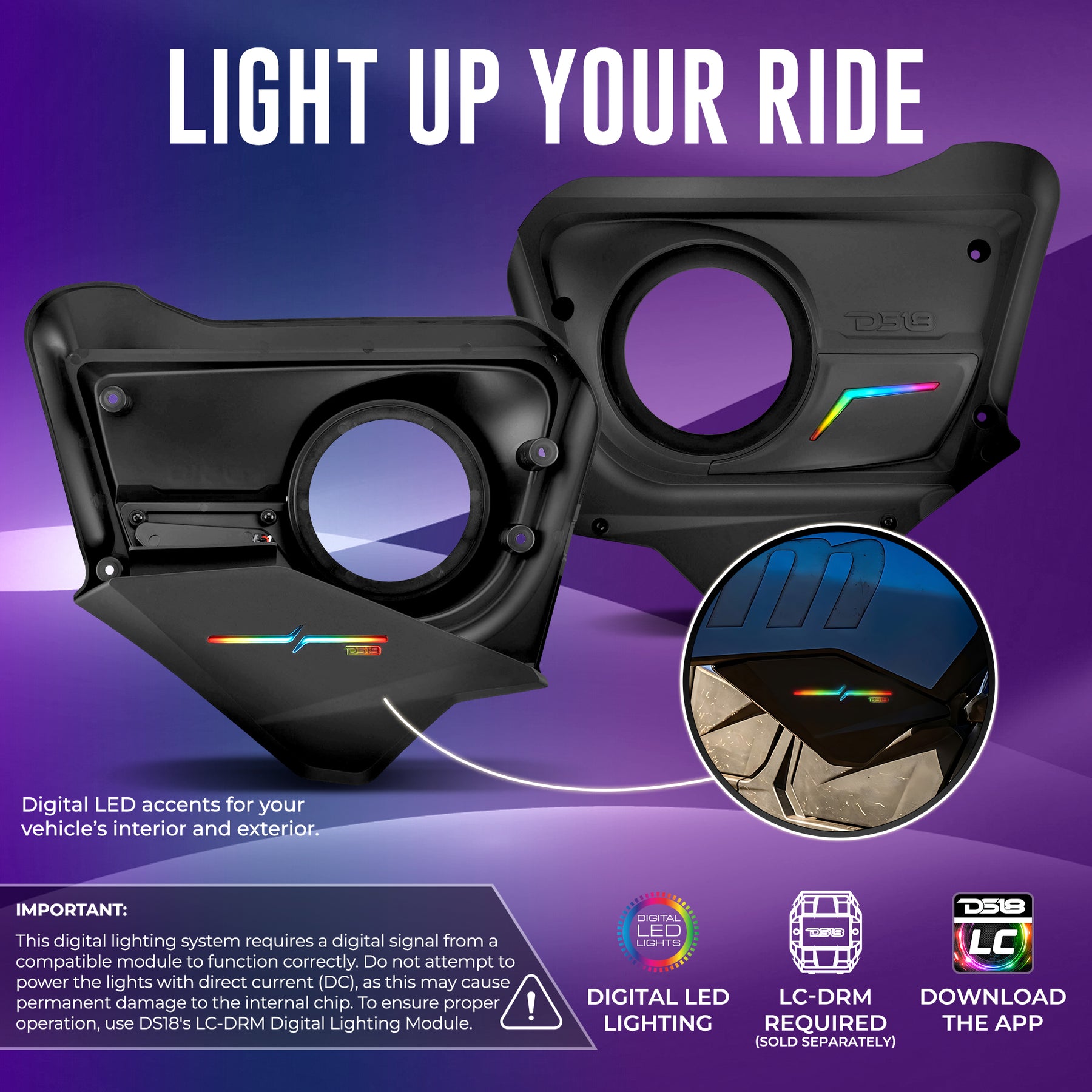 Can-Am Maverick X3 (2017 en adelante) Paneles de altavoces de puerta trasera con placa LED digital