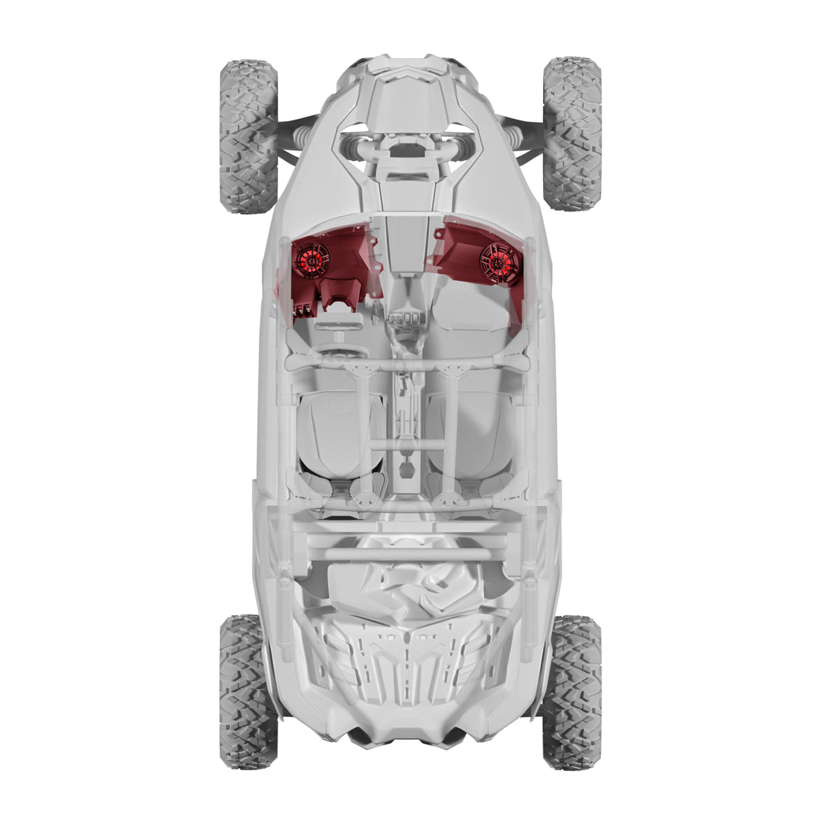 Cajas acústicas para panel de instrumentos y subwoofer bajo el asiento del conductor y del pasajero (etapa 3) para Can-Am Maverick X3 - 3800 W máx.