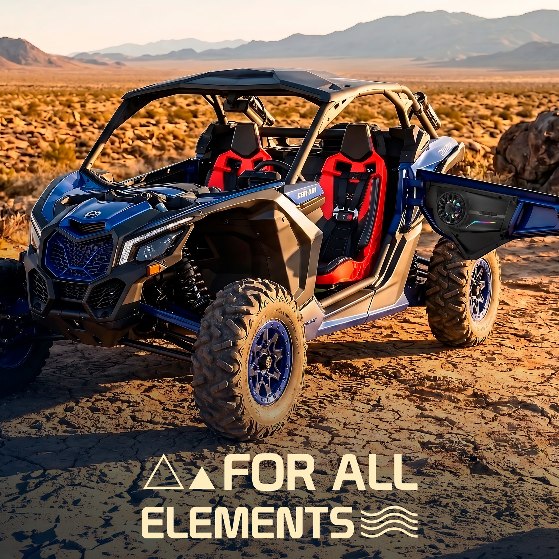 Can-Am Maverick X3 Door Speaker Panels Loaded with NXL-IQ 6.5" 2-Way Coaxial Marine Speakers and Digital LED Badge