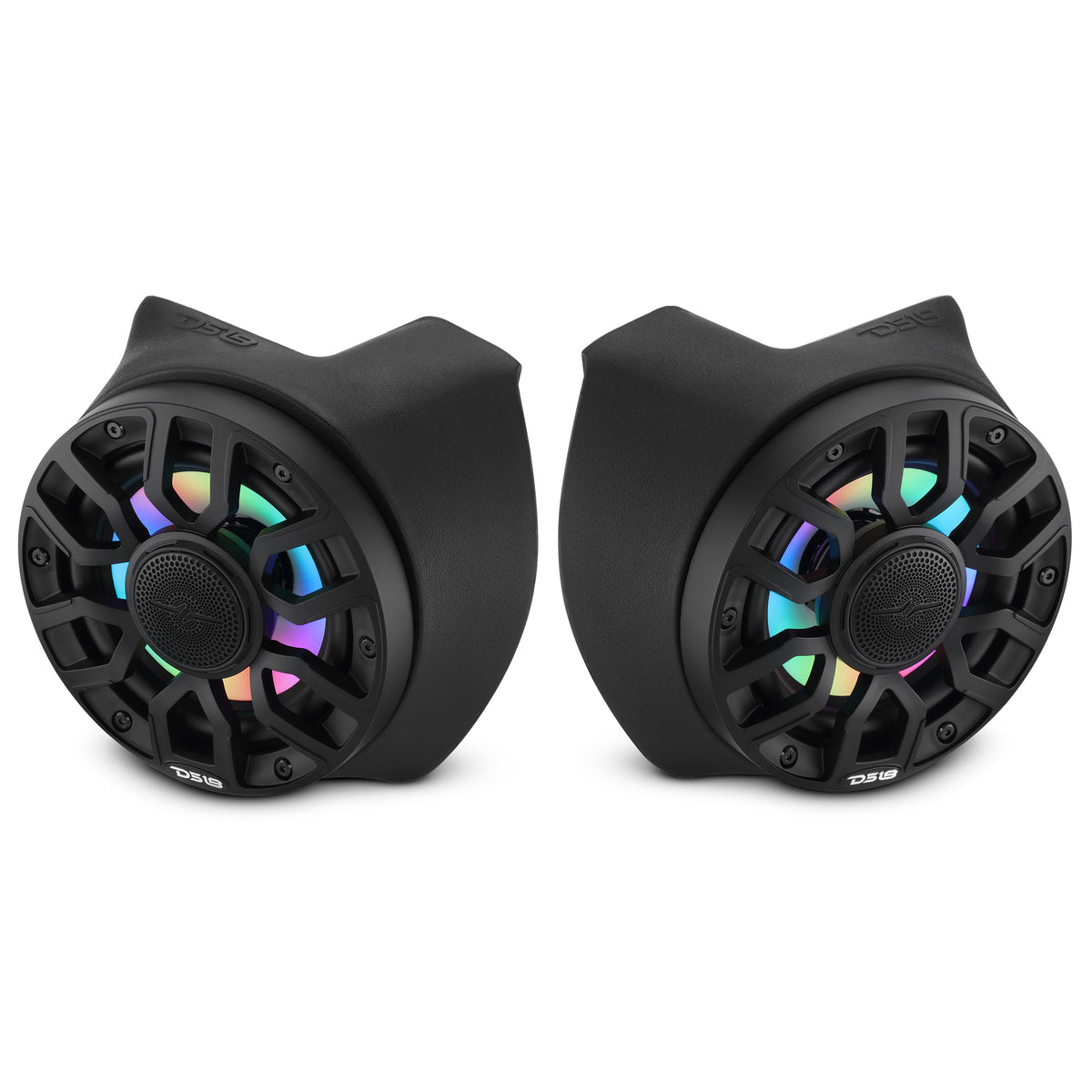 Can-Am Maverick X3 Rear B-Pillar Speaker Pods Loaded with (2) NXL-IQ6/BK Coaxial Speakers with LED Lights