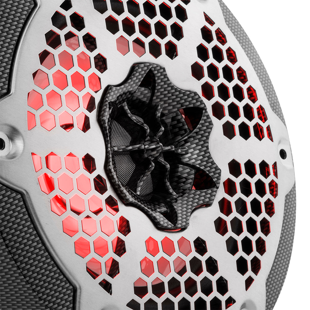 NXL 6.5" 2-Way Coaxial Marine Speaker With LED RGB Lights 100 Watts Rms 4-Ohm -Black Carbon Fiber