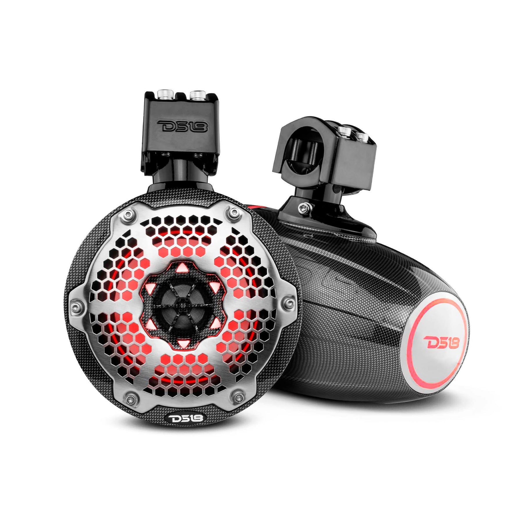 DS18 NXL-X6TP 6.5" Marine Water Resistant Wakeboard Tower Speakers with Integrated RGB LED Lights 300 Watts