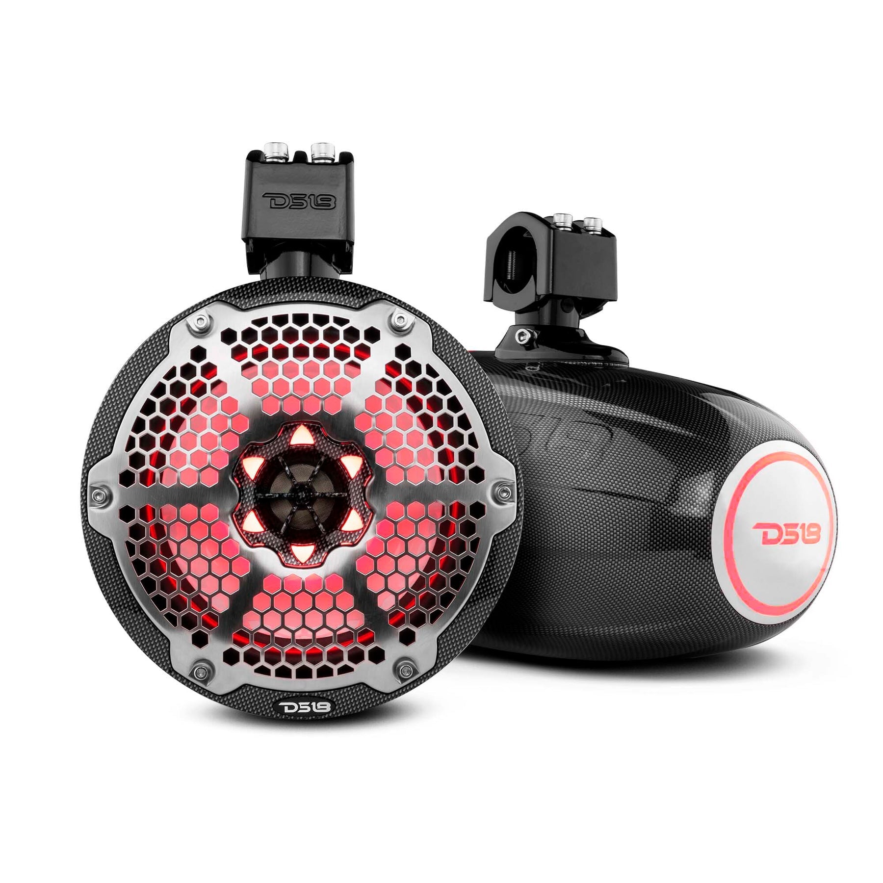 DS18 NXL-X8TP 8" Marine Water Resistant Wakeboard Tower Speakers with Integrated RGB LED Lights 375 Watts
