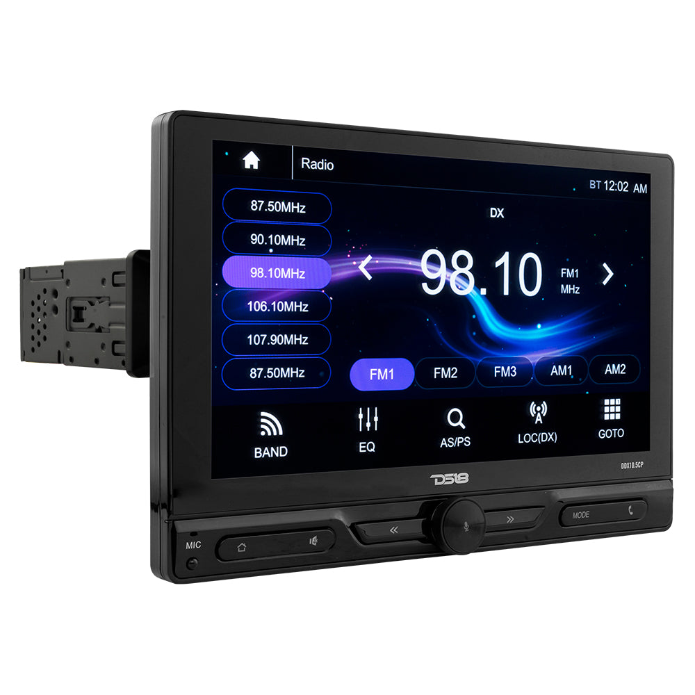 10.5" Floating Swivel Modular Touchscreen Mechless Single-DIN Head Unit with Bluetooth, Apple Car Play, Android Mirror Link, USB, AUX, SD, AM, FM