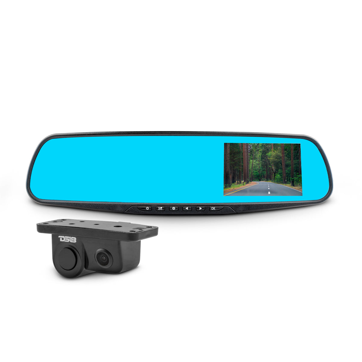 DS18 EAGLE2IN1 Rearview Mirror with 4.3" HD LCD Display Built-In 1080P Dash Cam Recorder, Reverse Camera with Parking Sensor