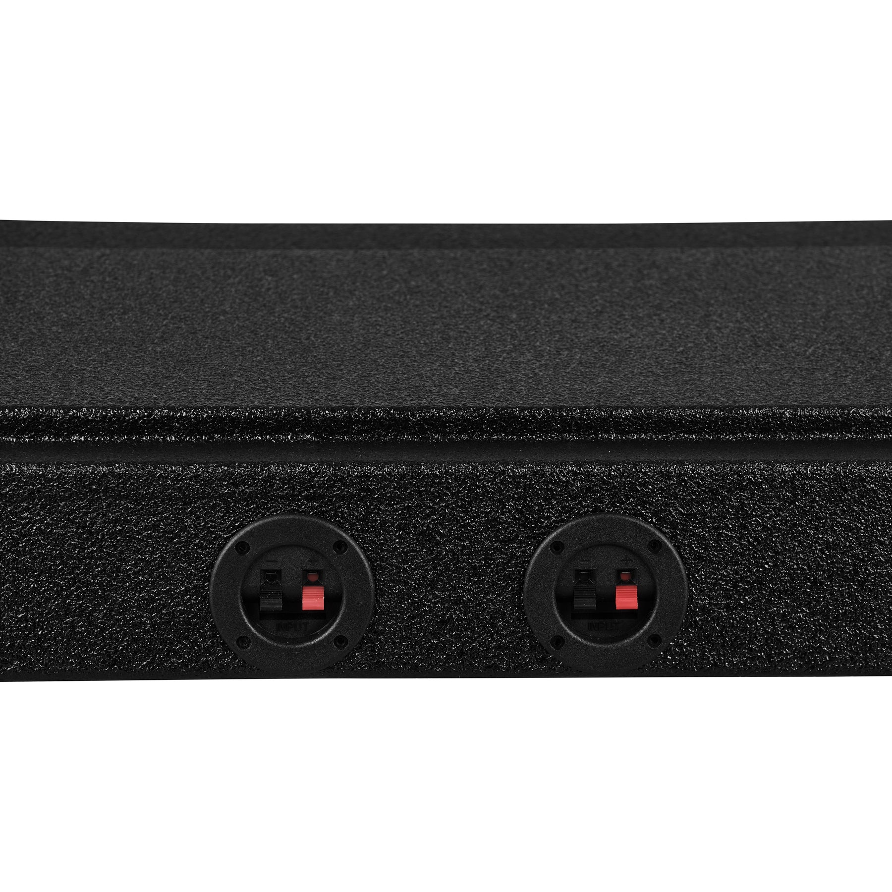Subwoofer Enclosure for 2009-Up Ford F-150 and 2017-2026 Super Duty F-250/F-350 Crew Cabs, Dual 12" Under Rear Seat Down-Fire Ported Shallow Box