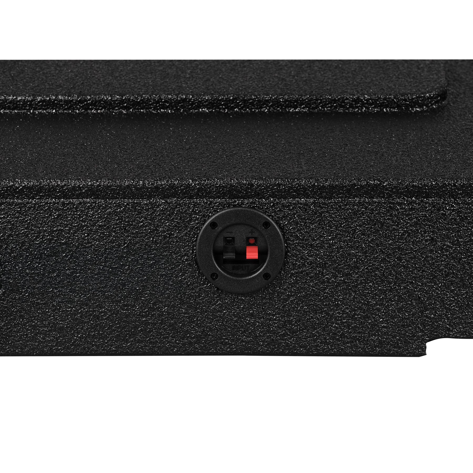 Subwoofer Enclosure for 2007-2026 Chevy/GMC and 2009-2026 Ford F-150/Super Duty Crew Cabs, Dual 8" Under Rear Seat Front-Fire Ported Box, Black Bed Liner Finish