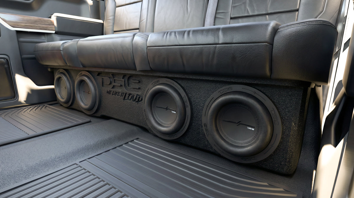 Caja acústica con 4 subwoofers de 8" para Chevy/GMC Crew Cabs (2007-2024) y Ford F-150/Super Duty Crew Cabs (2009-2024)