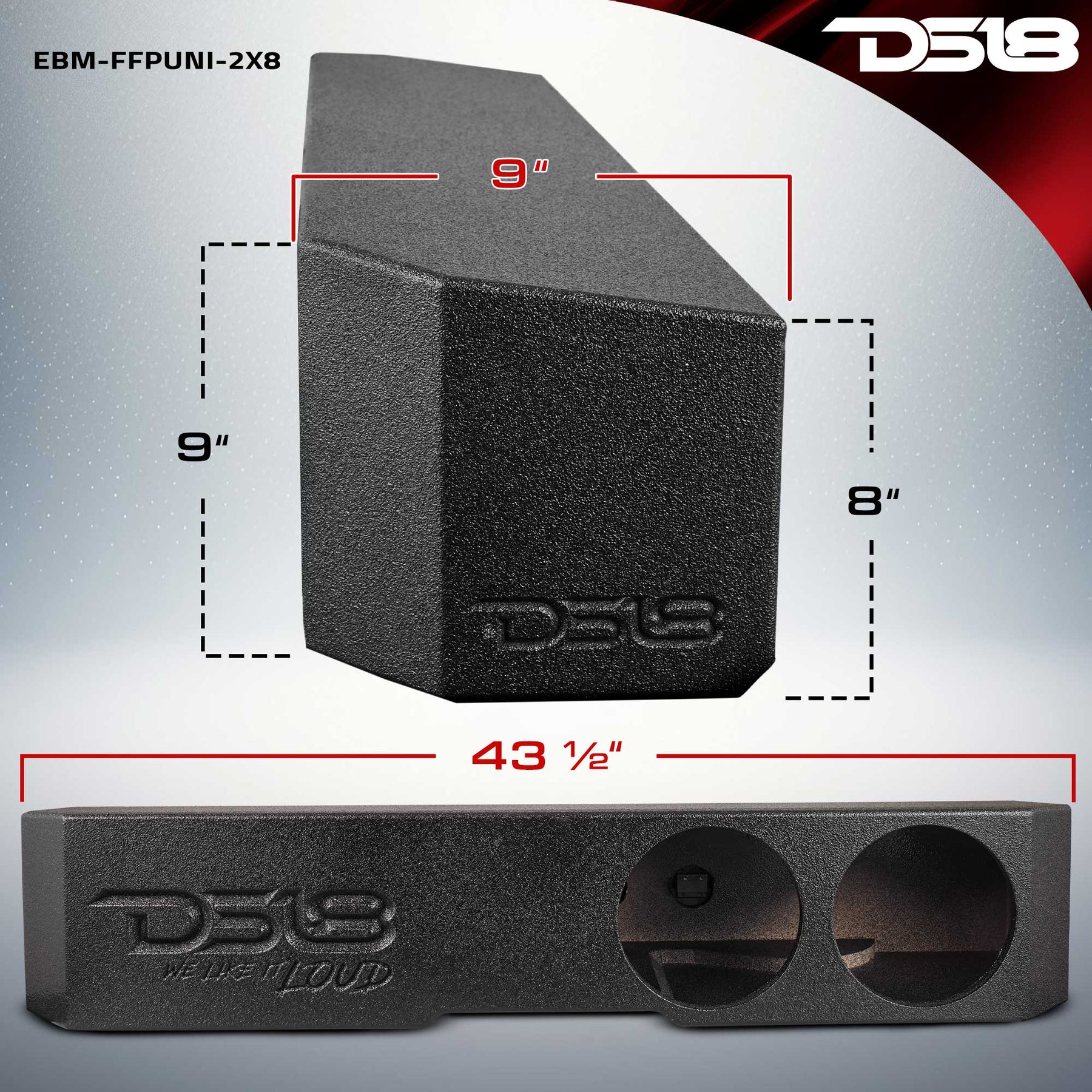Universal Subwoofer Enclosure for Dual 8" Subwoofers, Under Rear Seat Front-Fire Ported Box