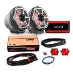 6.5" Loaded Flat Mount Speaker Pods with Amplifier, Installation Kit and RGB LED Lights, Package for Can-Am Spyder & Ryker