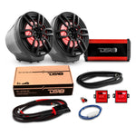 6.5" Loaded Flat Mount Speaker Pods with Amplifier, Installation Kit and RGB LED Lights, Package for Can-Am Spyder & Ryker