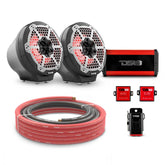 6.5" Loaded Flat Mount Speaker Pods with Amplifier, Installation Kit and RGB LED Lights, Package for Can-Am Spyder & Ryker