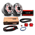 6.5" Loaded Flat Mount Speaker Pods with Amplifier, Installation Kit and RGB LED Lights, Package for Can-Am Spyder & Ryker