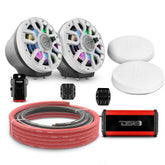 Paquete de altavoces de montaje plano de 6,5" con amplificador, kit de instalación y luces LED digitales para Can-Am Spyder y Ryker.