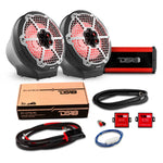 8" Loaded Flat Mount Speaker Pods with Amplifier, Installation Kit and RGB LED Lights, Package for Can-Am Spyder & Ryker