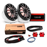 8" Loaded Flat Mount Speaker Pods with Amplifier, Installation Kit and RGB LED Lights, Package for Can-Am Spyder & Ryker