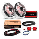 8" Loaded Flat Mount Speaker Pods with Amplifier, Installation Kit and RGB LED Lights, Package for Can-Am Spyder & Ryker