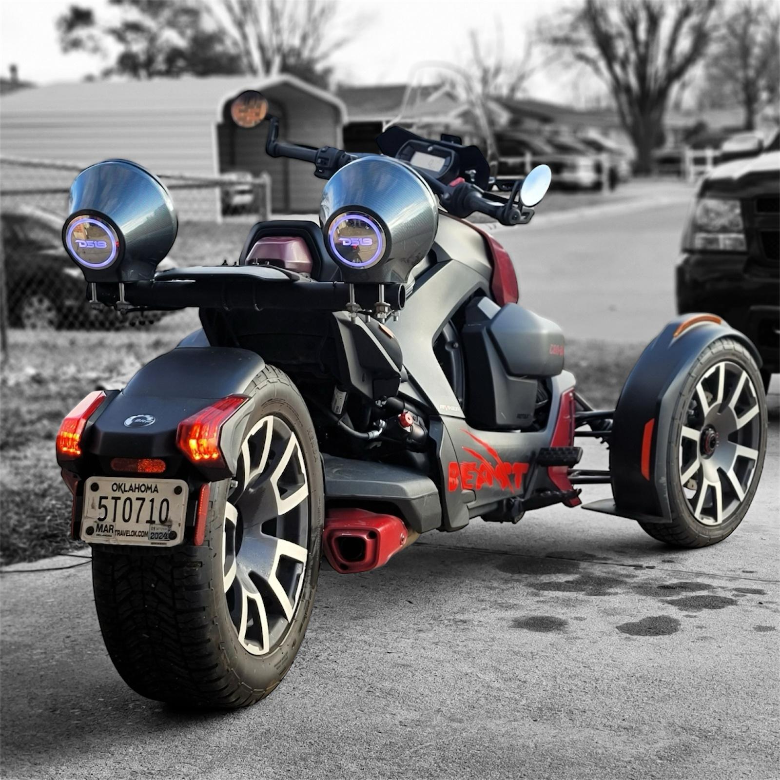 8" Universal Flat Mount Speaker Pods with RGB LED Lights for Jet Skis, Jeeps, Motorcycles & UTVs
