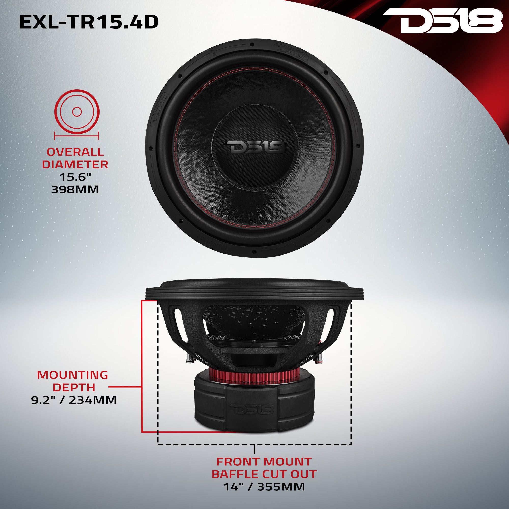 4 Stack Rms DS18 EXL 15” Subwoofer Triple Stack with Reinforced Cone 2500 Watts RMS ...