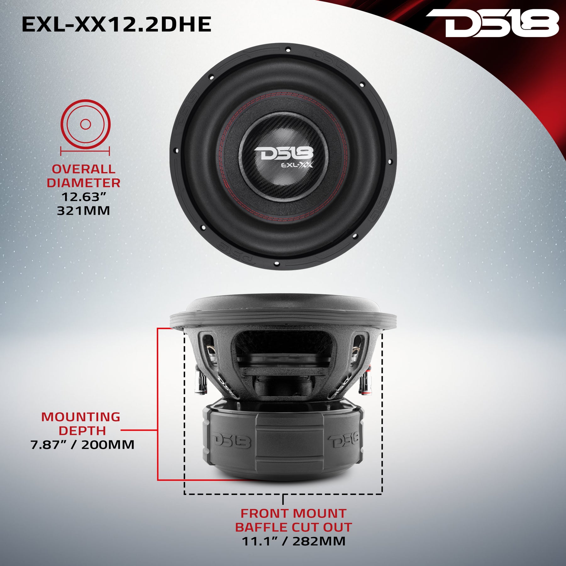 EXL XX 12" High Excursion Subwoofer 2000 Watts Rms DVC 2-Ohm