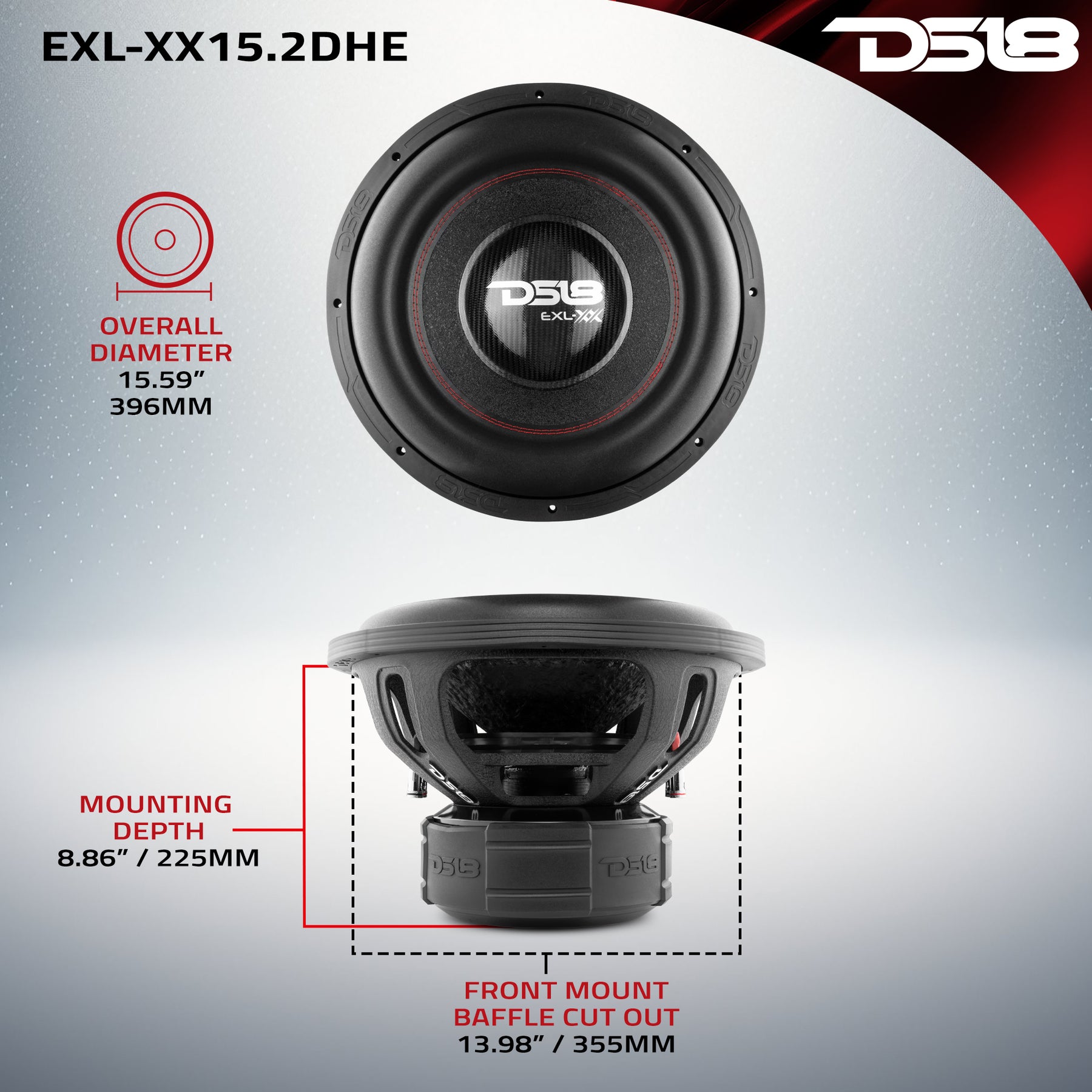 EXL XX 15" High Excursion Subwoofer 2000 Watts Rms DVC 2-Ohm