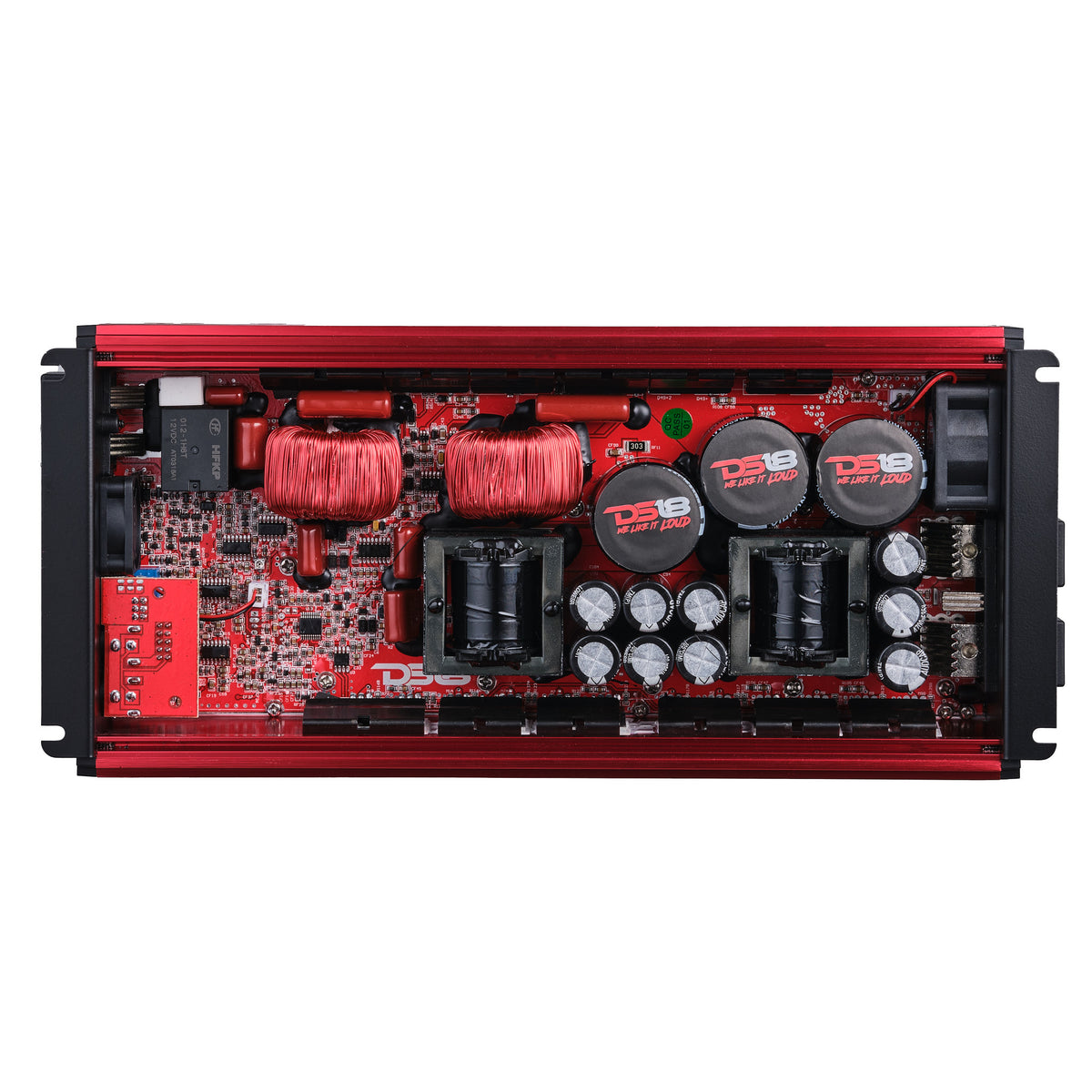 FRP Compact Full-Range Class D 1-Channel Amplifier 5,000 Watts Rms @ 1-ohm Red