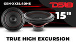 GEN-XX 15" High Excursion Subwoofer Double Stacked Magnets 600 Watts Rms DVC  4-Ohm