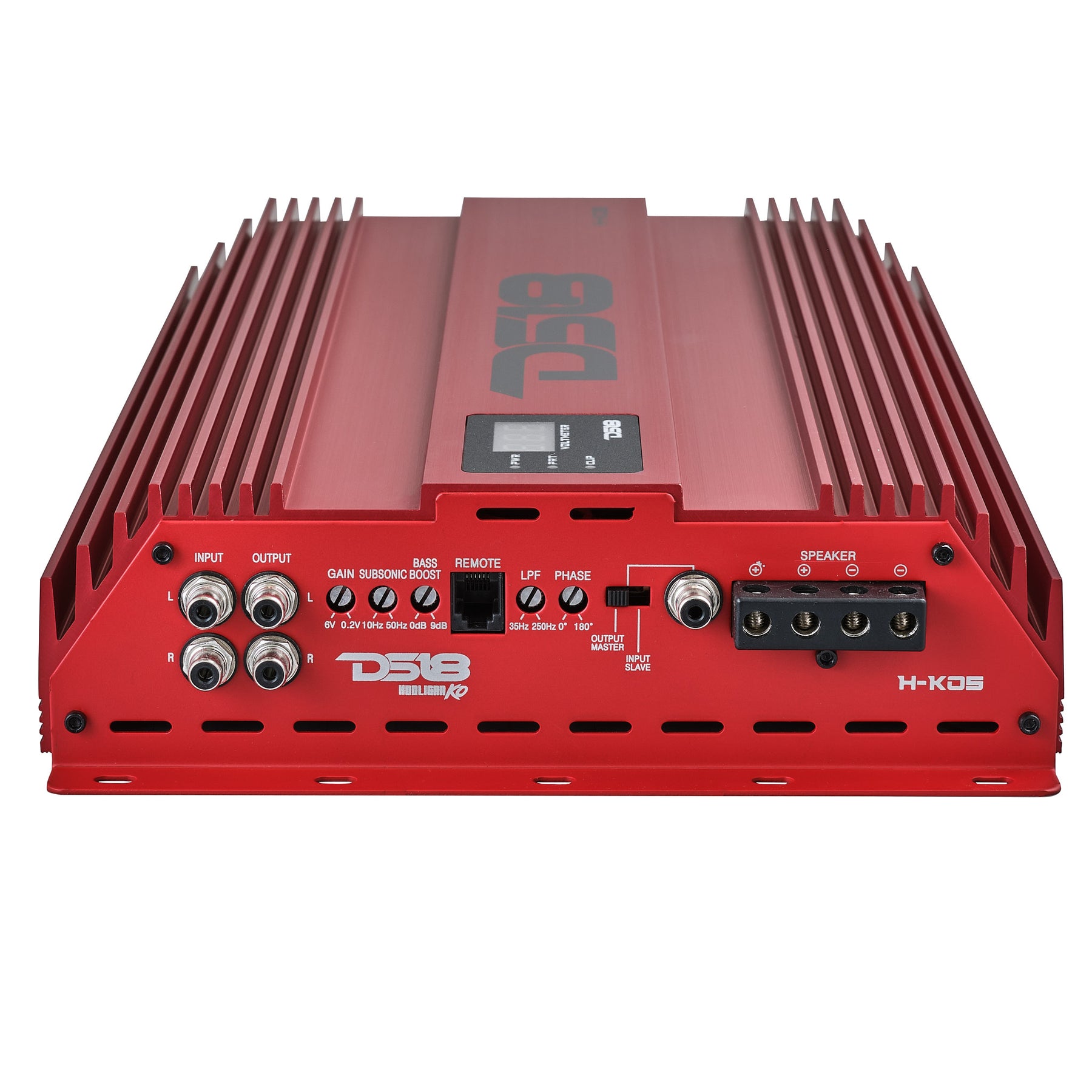 HOOLIGAN KO 1-Channel Amplifier with Voltmeter 5000 Watts Rms @ 1-Ohm Made In Korea Red