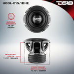 HOOLIGAN X 15" High Excursion Subwoofer 4000 Watts Rms 4" DVC 1-Ohm