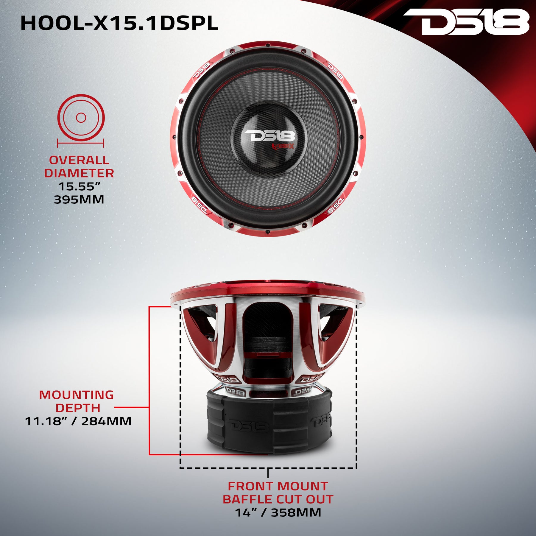 HOOLIGAN X 15" SPL Fiber Glass Cone Subwoofer 4000 Watts Rms 4" DVC 1-Ohm